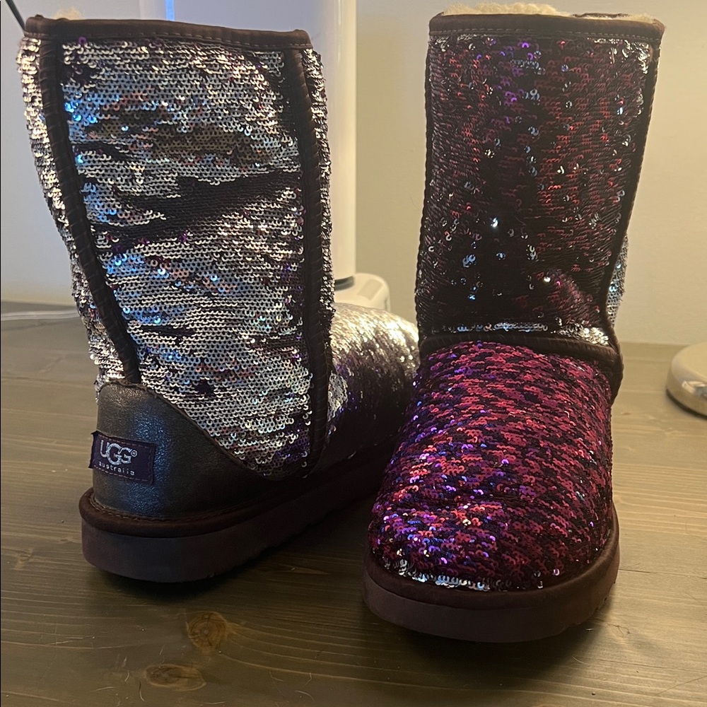 UGG Sequin Boots in Silver and Purple